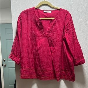 PROMOD Women's Hot Pink V-Neck Top